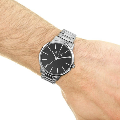 Armani Exchange Cayde AX2700 Men's Analog Watch – Black Dial with Silver Stainless Steel Bracelet