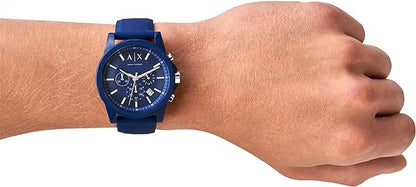 Men's Armani Exchange Outerbanks Chronograph Watch AX1327 – Blue Dial with Blue Silicone Strap