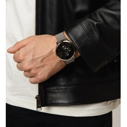 Armani Exchange Cayde AX2714 Men's Chronograph – Black Dial with Silver Mesh Stainless Steel Strap