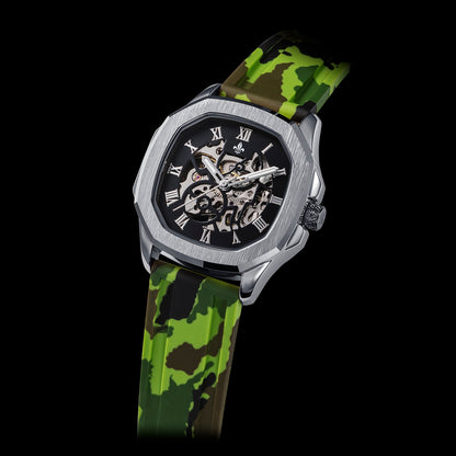 Green Camo Strap With Silver Buckle