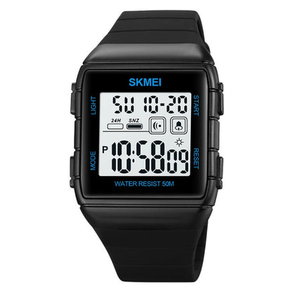 SKMEI 1960 Stainless Steel Buckle Silicone Strap Waterproof Electronic Watch(Blue)