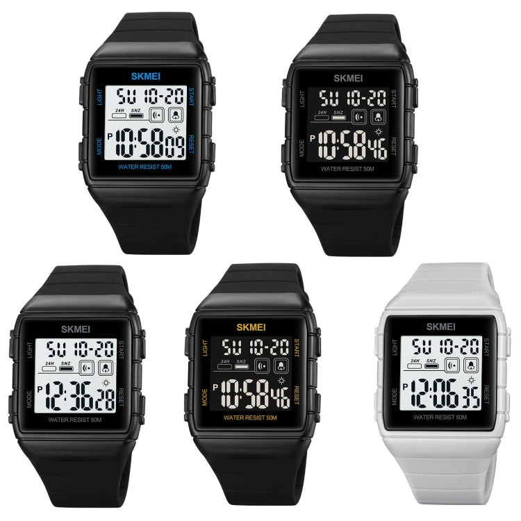 SKMEI 1960 Stainless Steel Buckle Silicone Strap Waterproof Electronic Watch(Blue)
