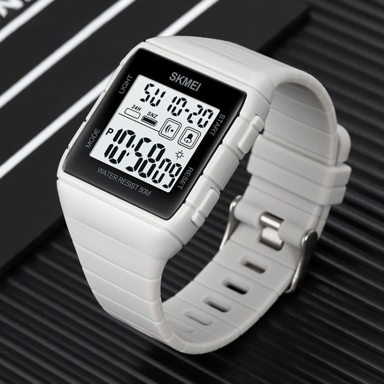 SKMEI 1960 Stainless Steel Buckle Silicone Strap Waterproof Electronic Watch(Blue)