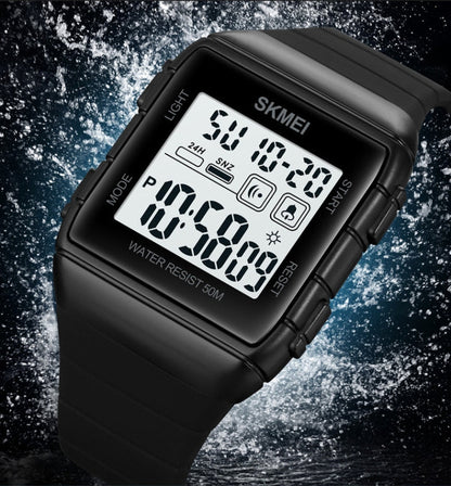 SKMEI 1960 Stainless Steel Buckle Silicone Strap Waterproof Electronic Watch(Blue)