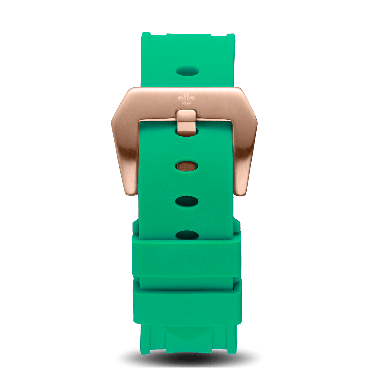 Green Silicone Strap With Rose Gold Buckle