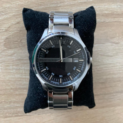 Armani Exchange Hampton AX2103 Men's Chronograph Watch – Black Dial with Silver-Tone Stainless Steel Strap